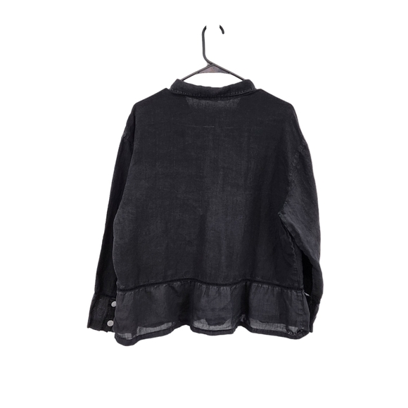 Kleen Women's 100% Linen Button Front Peplum Jacket Lagenlook - L - Picture 6 of 7